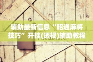 辅助最新信息“昭通麻将技巧”开挂(透视)辅助教程