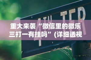 重大来袭“微信里的微乐三打一有挂吗”(详细透视教程)-