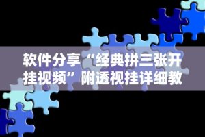 软件分享“经典拼三张开挂视频”附透视挂详细教程