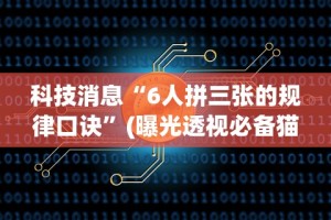 科技消息“6人拼三张的规律口诀”(曝光透视必备猫腻)