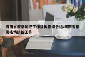 海南省疫情防控工作指挥部综合组:海南省部署疫情防控工作