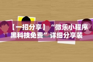 【一招分享】“微乐小程序黑科技免费”详细分享装挂