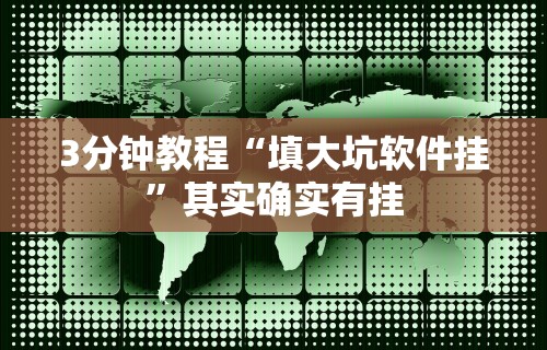 3分钟教程“填大坑软件挂”其实确实有挂