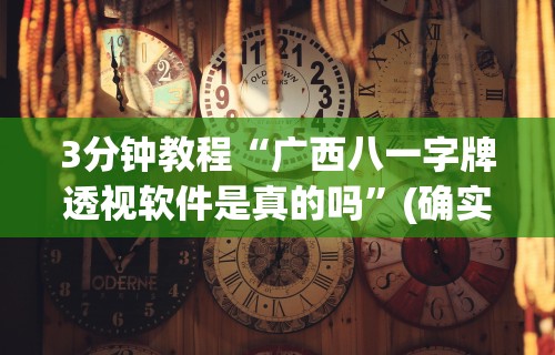 3分钟教程“广西八一字牌透视软件是真的吗”(确实真的有挂)
