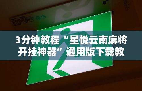 3分钟教程“星悦云南麻将开挂神器”通用版下载教程！