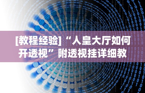 [教程经验]“人皇大厅如何开透视”附透视挂详细教程