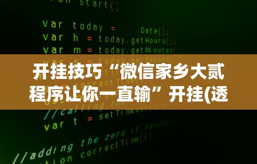 开挂技巧“微信家乡大贰程序让你一直输”开挂(透视)辅助教程