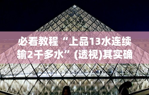必看教程“上品13水连续输2千多水”(透视)其实确实有挂