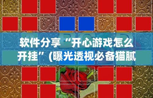软件分享“开心游戏怎么开挂”(曝光透视必备猫腻)