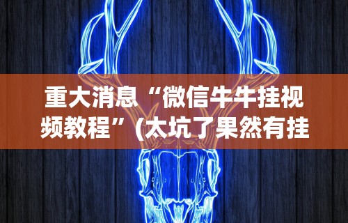 重大消息“微信牛牛挂视频教程”(太坑了果然有挂)